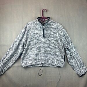 Victoria’s Secret Women's Large Quarter Zip Sweatshirt PINK Brand Gray Black